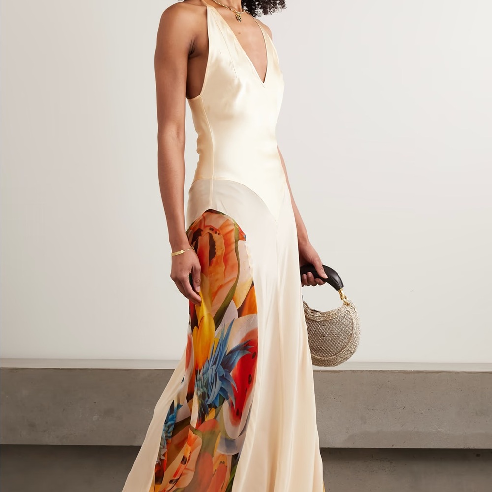 Salpicon White Silk Dress